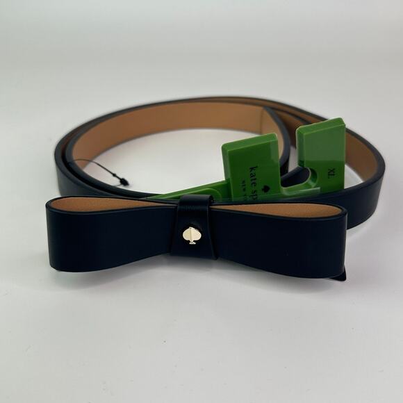 Kate Spade Black Bow with gold Spade Leather Belt in x-Large main image 4